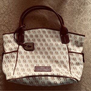 Dooney & Bourke Monogrammed Tan and Brown Tote